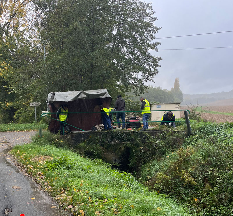 Pont pendant les travaux
