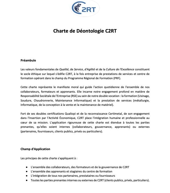 2025 CHARTE DE DEONTOLOGIE C2RT